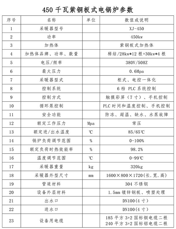 450kw紫铜板式电锅炉