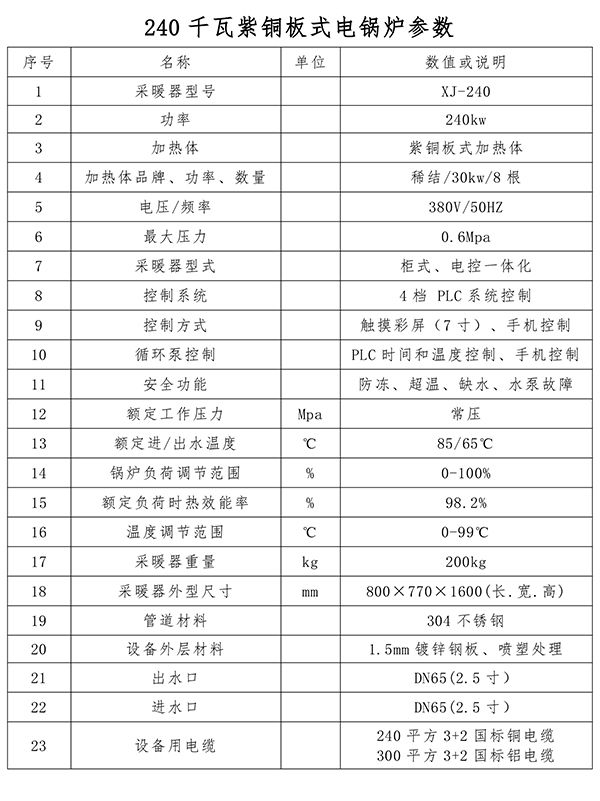 240kw紫铜板式电锅炉