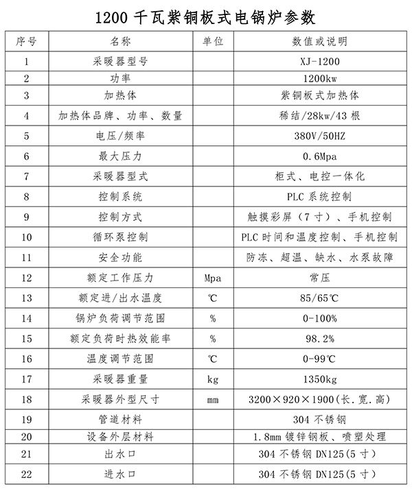 1200kw紫铜板式电锅炉